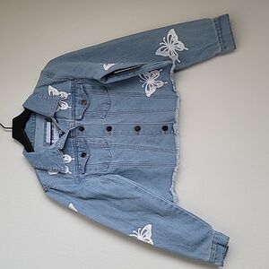 Between Us Butterfly Jean Crop Jacket Size Medium New